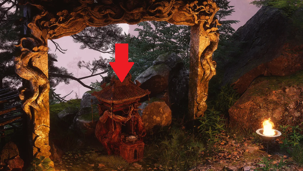 Image showing the 9th Keeper's Shrine Location in Chapter 1 of Black Myth Wukong.