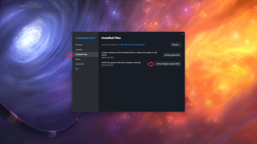 How to verify game files in Steam.