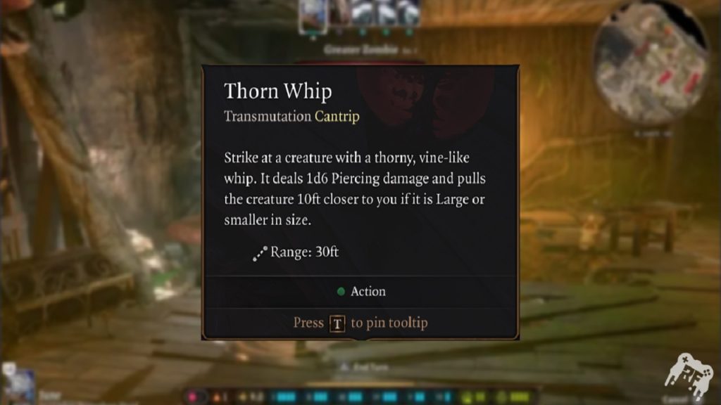 Baldurs Gate 3 Thorn Whip Cantrip Spell and Effect Guide