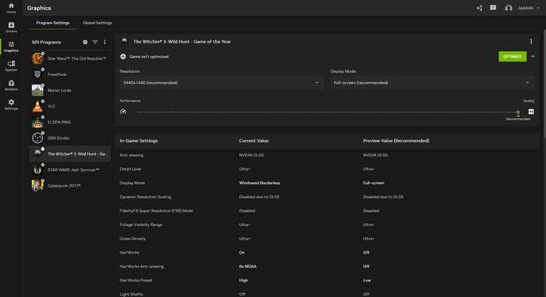 the witcher 3 nvidia app graphics optimization tool1