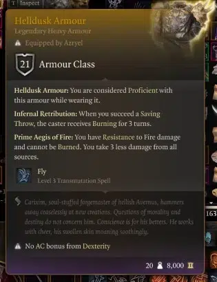 Helldusk Armor description and stats.