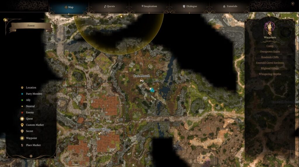 owlbear cub cave location on the map of Baldur's Gate 3