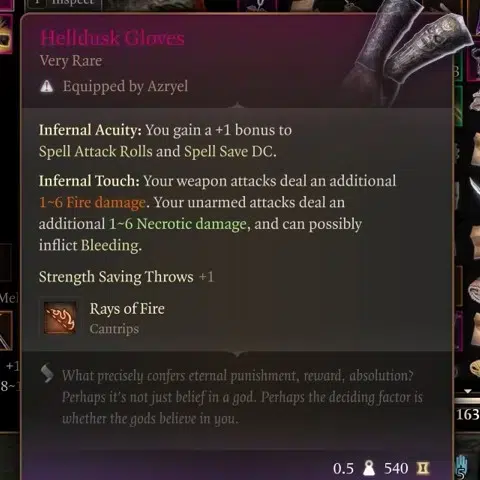 Helldusk Gloves description and stats.