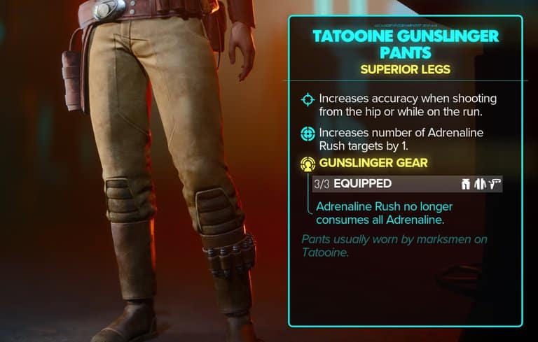 tatooine gunslinger pants stats