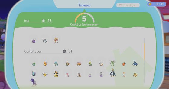 Диалог проверки комфорта покемона в Pokémon Pokopia
