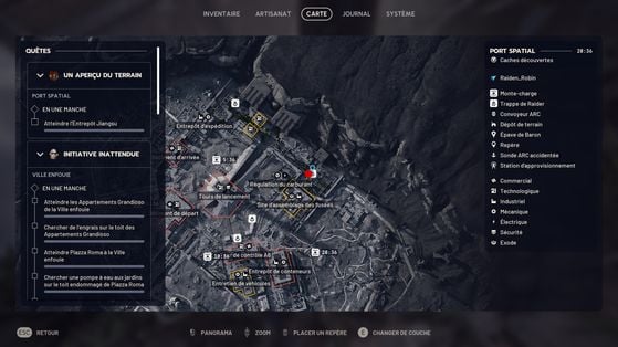 Карта с указанием локации оазиса к северу от Космопорта в Arc Raiders